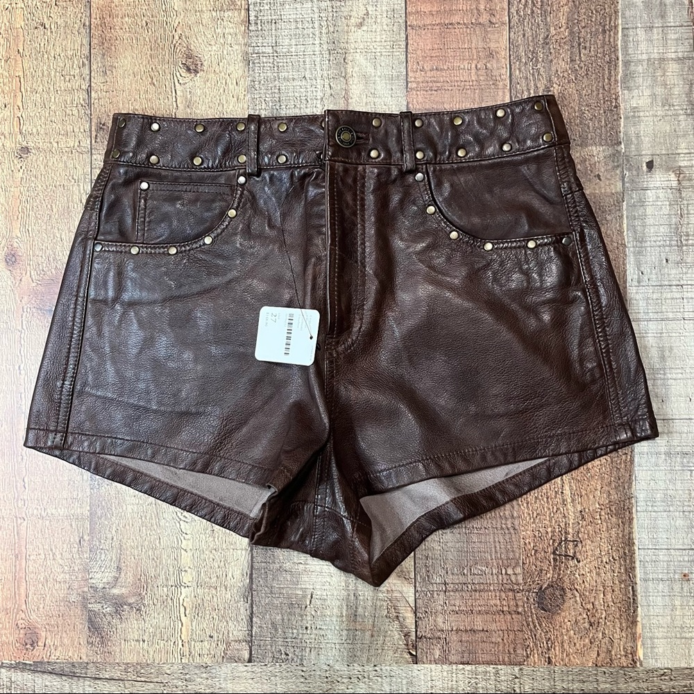We the Free | NWT 100% Lamb Leather Studded Shorts Sz 27